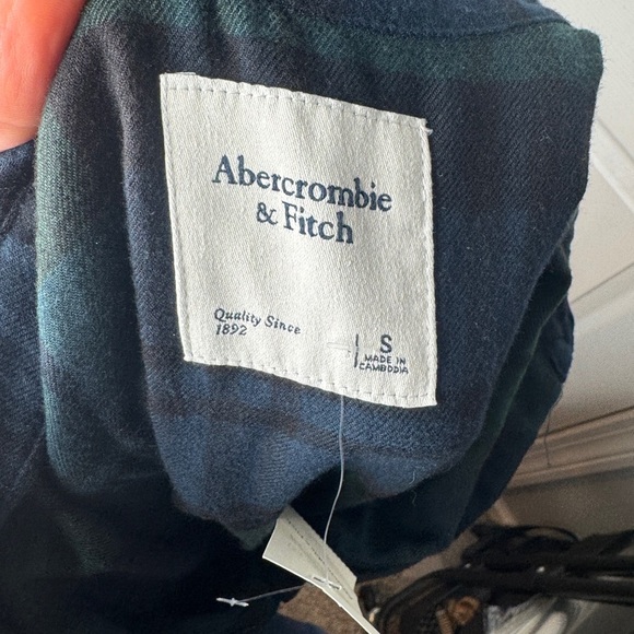 ABERCROMBIE AND FITCH NWT Blue Green Plaid Long Sleeve Shirt Dress Size Small - Picture 6 of 8